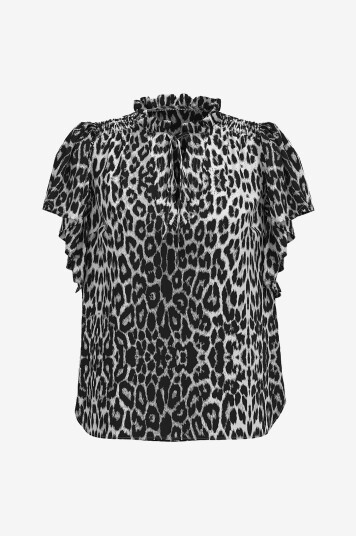 co’couture - Bluse LeoCC SS Frill Top - Grå