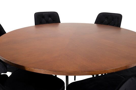 Venture Home Copenhagen Spisegruppe 140 cm Rund med 6 Velvet Stoler Sort