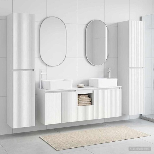 vidaXL Baderomsinnredningssett 5 stk. Høgglans hvit 33 x 34,5 x 160 cm