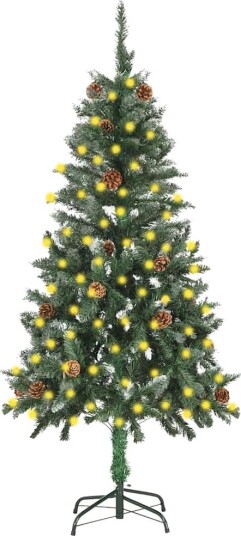 vidaXL Kunstig juletre med LED og furukongler grønn 150 cm