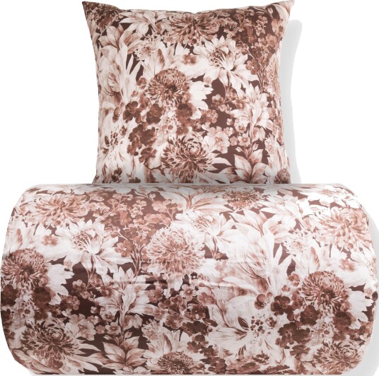 Sengetøy   100% bomullssatin   Brune blomster
