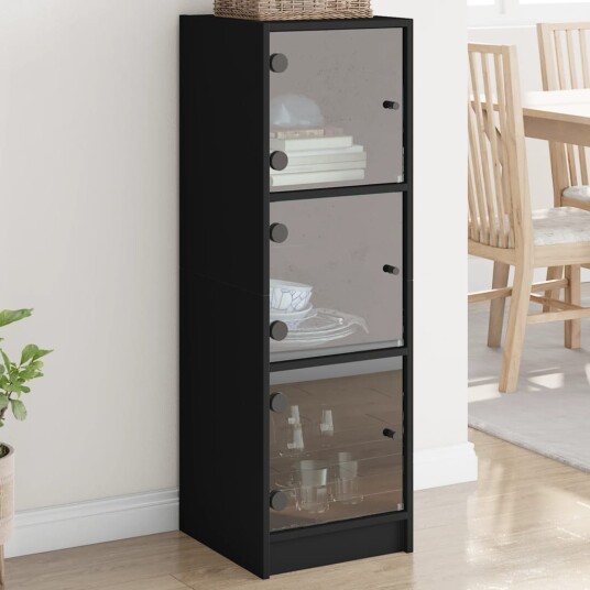vidaXL Highboard med glassdører svart 35x37x109 cm