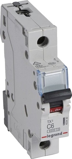 Legrand 10 stk TX3 MCB automatsikring C6 1P 1M 6/6kA