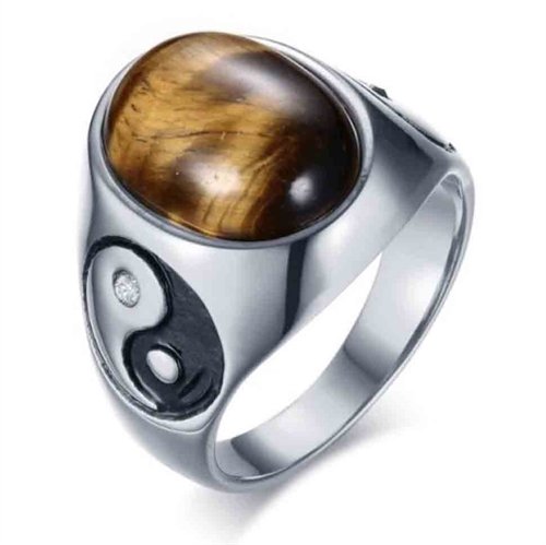 Tigereye Yen & Yang herrering i stål Tigereye Yen & Yang herrering i stål