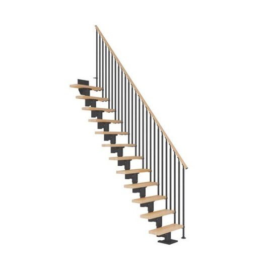 Dolle Dublin Bøk Rett Trapp Antracit Classic III Gelender 11T 61cm