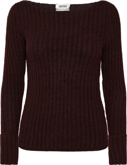 Monki Knitted Ribbed Sweater Burgundy M Monki Knitted Ribbed Sweater Burgundy M