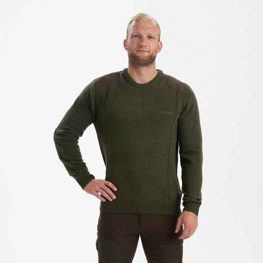 Deerhunter Sheffield Knit with O neck Green Melange L Deerhunter Sheffield Knit with O neck Green Melange L