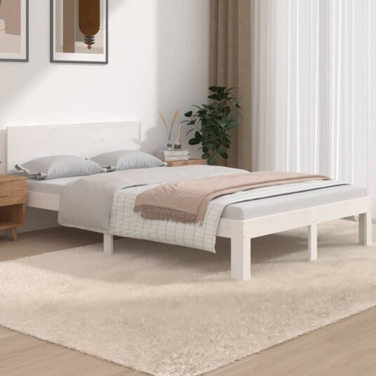 vidaXL Sengeramme hvit heltre 120x190 cm 4FT Small Double