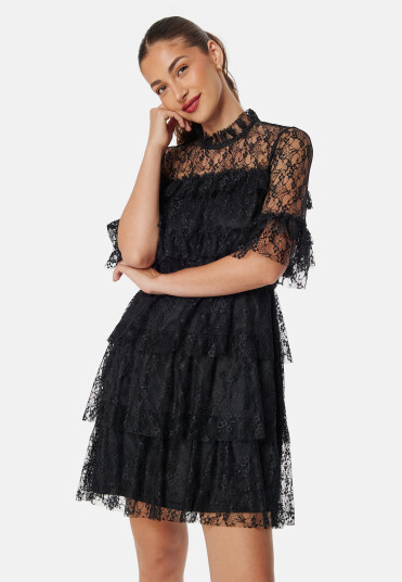 BUBBLEROOM Frill Lace Dress Black 36