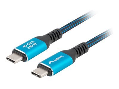 Lanberg Usb-Kabel 24 Pin Usb-C Hann Til 24 Pin Usb-C Hann Usb4 2 M Usb Power Delivery 240 W 8 K 60 Hz 7680 X 4320 Støtte Up To 40 Gbps Data Transfer Rate Svart Blå