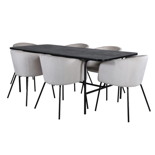 Venture Home Spisegruppe Venture Home Chicago Spisebord og Bergen Spisestol Sort GR22408