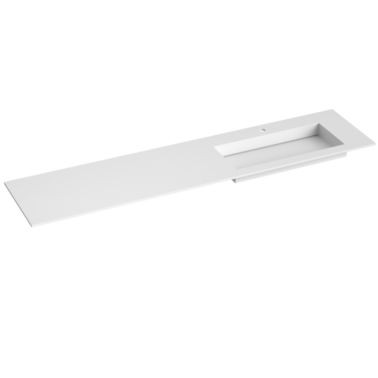 Korsbakken Corian Sidestilt Med Flat Bunn Hvit Matt 200cm Dobbel Høyre