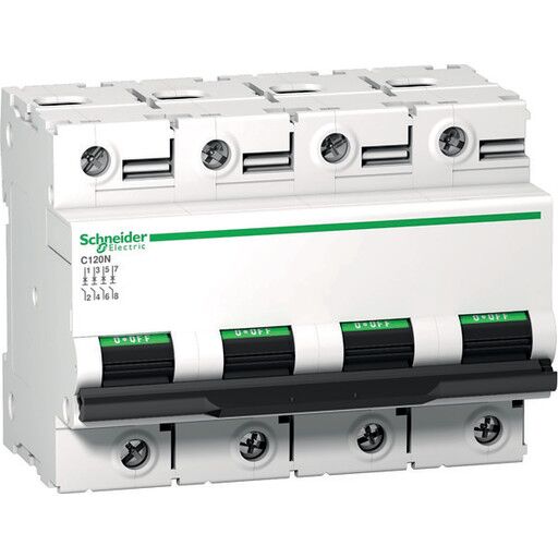 Schneider Electric C120n 4p 125a c 10000a 415v miniature circuit breaker (3606480379475)