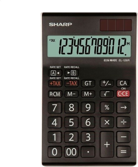 Sharp El 126r Kalkulator Med Solcelle 12 Siffer Hvit