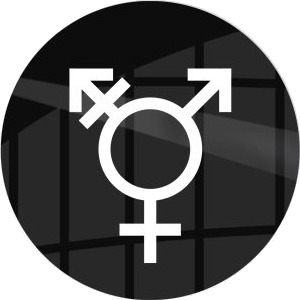 Skilt Kønsneutral Symbol Toilet Ø10 Cm Aluminium Sort