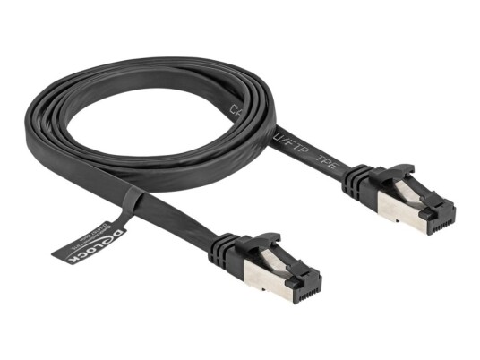 Delock Koblingskabel Rj-45 Hann Til Rj-45 Hann 1 M U/Ftp Cat 8.1 Uten Hindringer Flat Svart