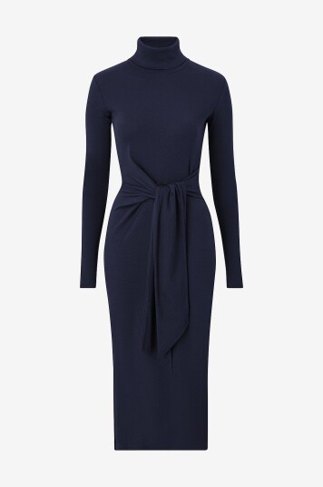 Lauren Ralph Lauren Kjole CM 2x2 Rib knit Dress Blå Lauren Ralph Lauren Kjole CM 2x2 Rib knit Dress Blå