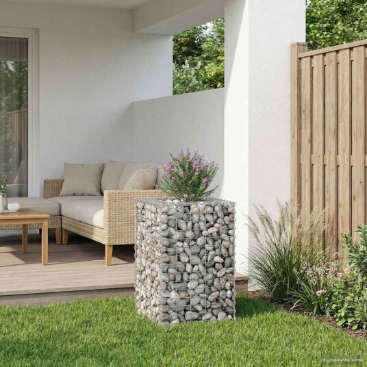 vidaXL Gabion hevet seng 50 x 50 x 80 cm Galvanisert stål Sølv
