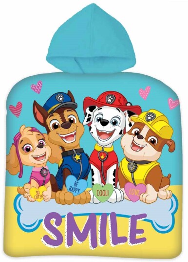 Licens Håndkle poncho til barn - Paw Patrol Smile - 50x100 cm – Deilig og myk kvalitet.