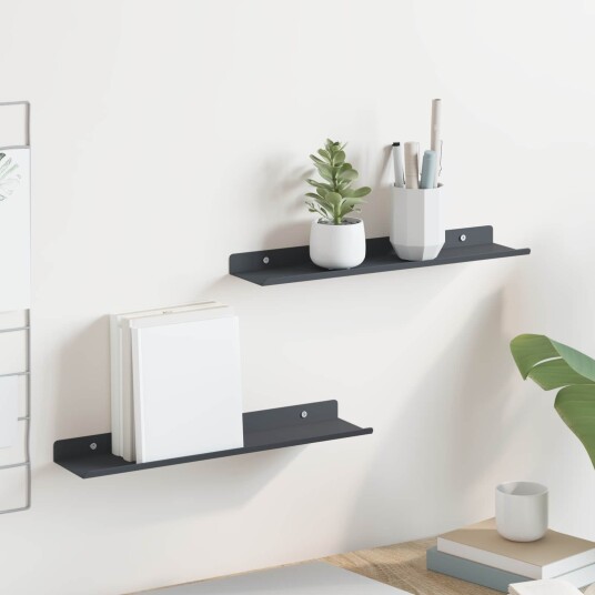 vidaXL Flytende hylle 2 pcs Antrasitt 40 x 8,5 x 2,5 cm Stål