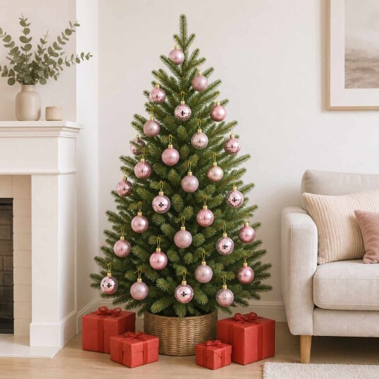 vidaXL Juleballsett 100 stk. Rosa 4 cm Polystyren