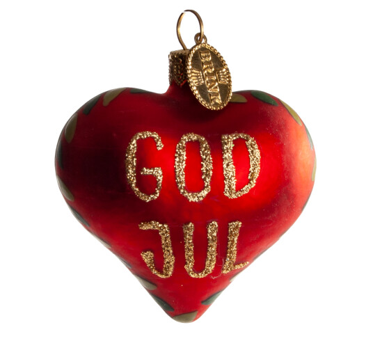 Brink Nordic Juletrepynt God Jul-hjerte rødt og gull 5cm Brink Nordic Juletrepynt God Jul-hjerte rødt og gull 5cm