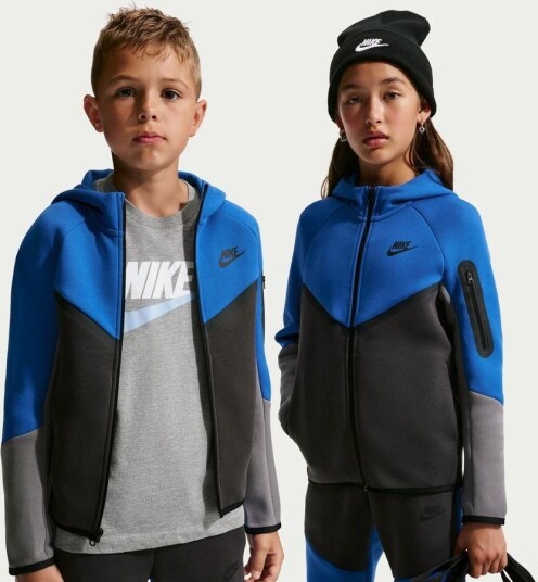 Nike Hettegenser Tech Fleece   Blå/Svart Barn størrelse L: 147 158 cm