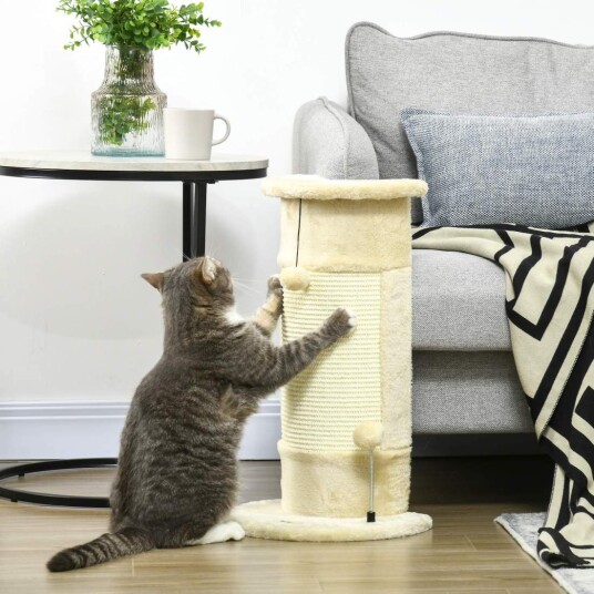 Kremhvit Sisal Corner Skrapestolpe 58 cm Med Ball