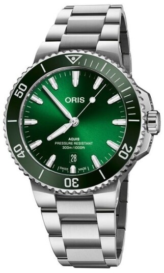 Oris Herreklokke 01 733 7787 4157 07 8 22 04PEB Aquis Grønn/Stål