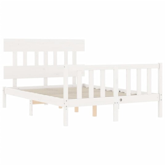 vidaXL Sengeramme med hodegavl hvit 140x200 cm heltre