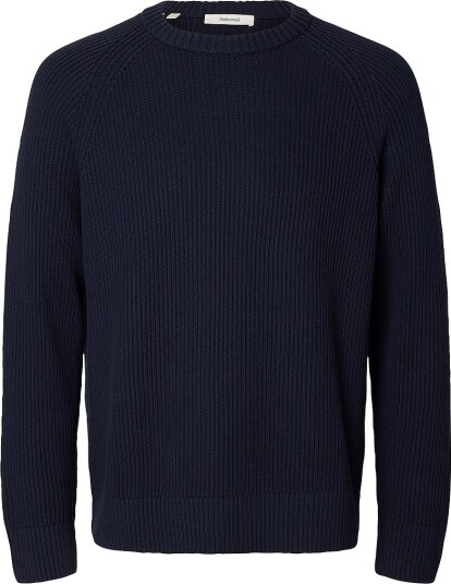 Selected Men Genser Slmbraun Knit Rib Crew Neck Blå Selected Men Genser Slmbraun Knit Rib Crew Neck Blå