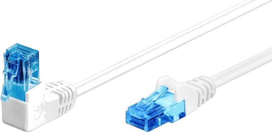 Goobay 0,25 m CAT 6A vinklet U/UTP kabel med snaplås, hvit