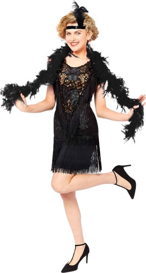 Riethmüller 20-talls Svart Flapper-kjole Kostyme Small 9910678