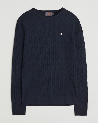 Morris Merino Cable O Neck Navy Morris Merino Cable O Neck Navy