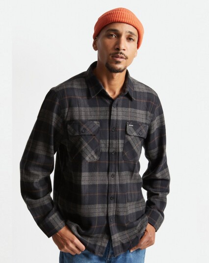 Brixton Bowery L/S Flannel Svart, Grå Brixton Bowery L/S Flannel Svart, Grå