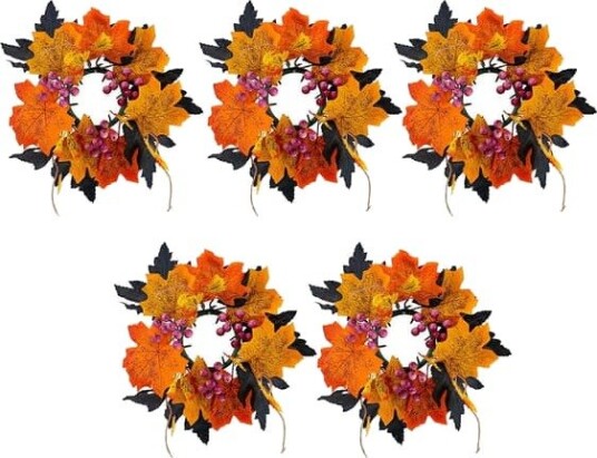 Halloween Lønnebladkranser til Lysestaker 5 stk