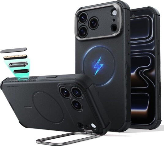 ESR Cyber Tough MagSafe Mobildeksel med Stativ til iPhone 18 Pro Max / 17 Pro Max - Svart