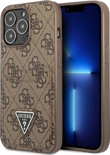 Guess Kortholder Etui til iPhone 13 Pro med Trekantlogo - Brun
