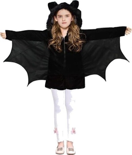 Halloween Svart Flaggermus- og Heksekappe til Barn med Hodeskallemotiv