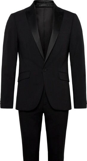 Lindbergh Stretch Tuxedo Suit   JET BLACK   60