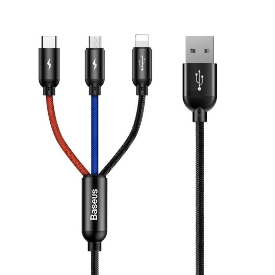 Baseus Rapid 3i1 USB-kabel 1,2 m Type C, Lightning, Micro - Multifarget