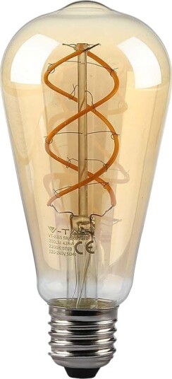 V Tac E27 4,8W dimbar LED filament pære ST64 Amber glass 1800K Vintage lys Kulør : Ekstra varm V Tac E27 4,8W dimbar LED filament pære ST64 Amber glass 1800K Vintage lys Kulør : Ekstra varm