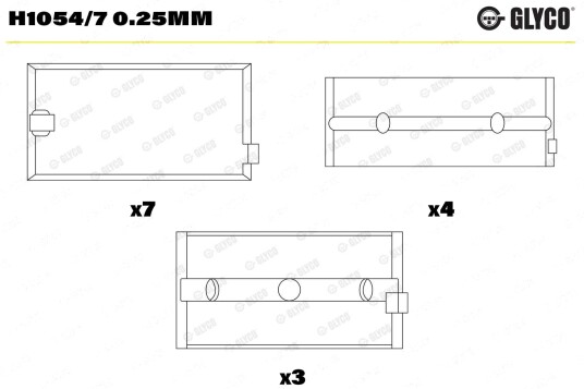 Veivaksellager GLYCO H1054/7 0.25mm