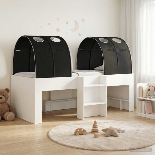  Seng med tunnel 4 pcs Hvit og svart Konstruert tre