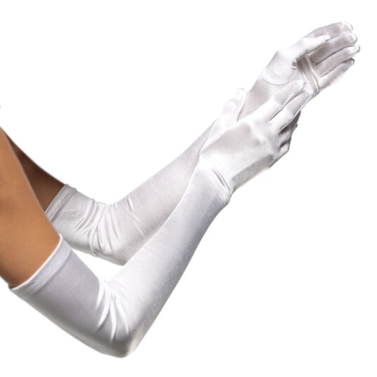 Leg Avenue Europe Ekstra lange Satenghansker Hvit - One size Leg Avenue Europe Ekstra lange Satenghansker Hvit - One size