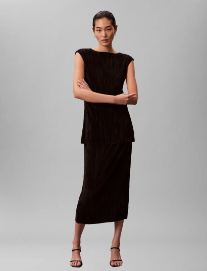 Calvin Klein Plisse Midi Skirt Black S