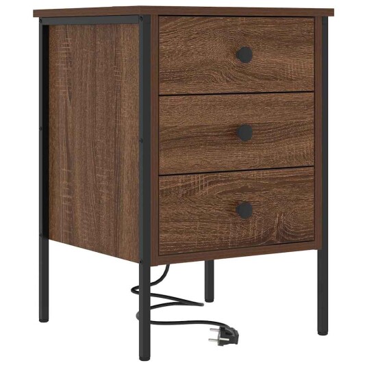 Sengeskaps 2 pcs brun eik 42 x 41 x 61 cm Konstruert tre