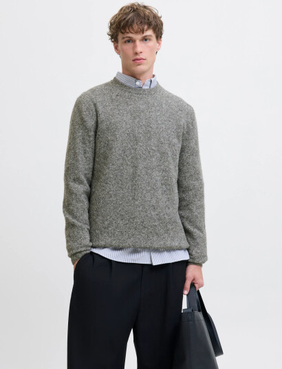 Jack & Jones Jprblasimon Souffle Knit Crew Neck - Grey - XL Jack & Jones Jprblasimon Souffle Knit Crew Neck - Grey - XL
