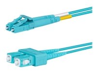 Lanview - Patchkabel - LC/UPC multimodus (hann) til SC/UPC multimodus (hann) - 5 m. - 2 mm - fiberoptikk - dupleks - 50 / 125 my - OM3 - halogenfri - akvamarin