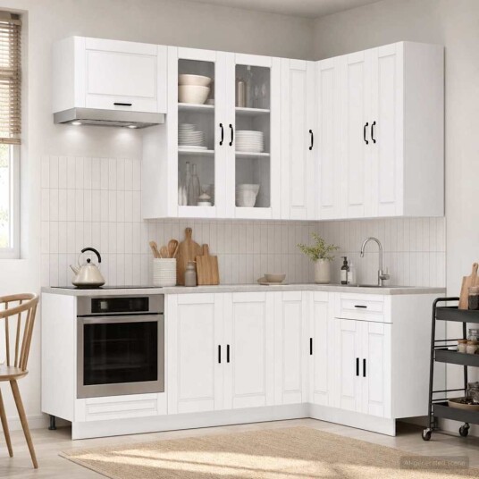 vidaXL Kjøkken enhet PORTO 8 pcs Hvit Konstruert tre